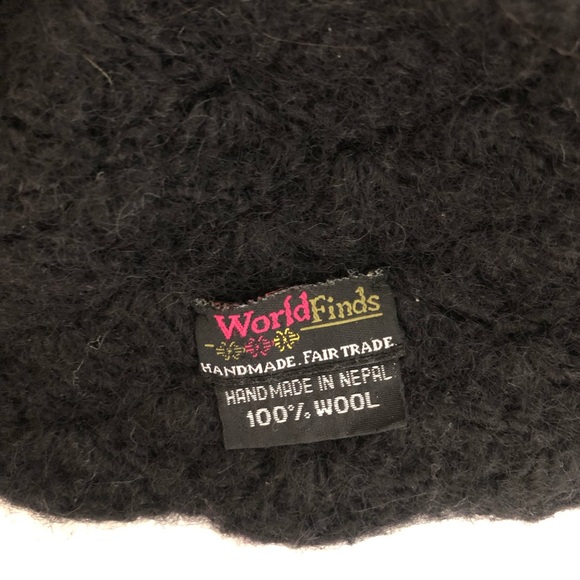 Wool flower accents fair trade knitted beanie hat